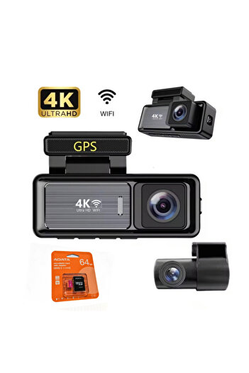 DFMiSHOP FreeQ Dual DVR car camera set, 4K, DFMiSHOP FreeQⓇM6, MicroSDXC Adata, SD adapter, 64 GB memory card