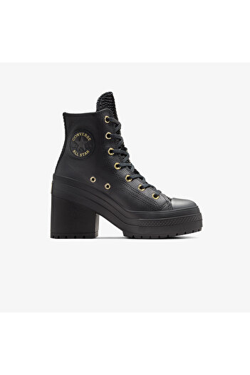 Converse Chuck 70 De Luxe Heel Unisex Black Leather Platform Sneaker