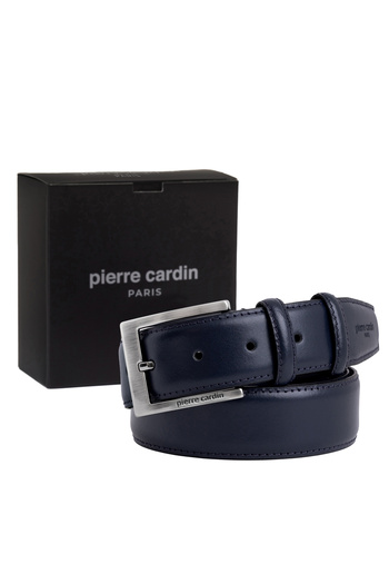 Pierre Cardin Navy Blue Leather Men's Belt (Width 3.5 cm) Pck02009L7A