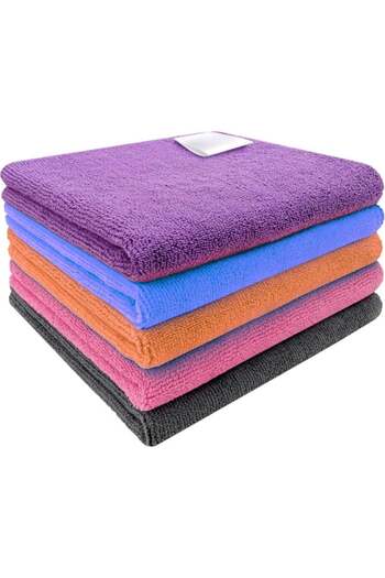 HYX 5 Pack Microfiber Cleaning Cloth Multi Purposes Kitchen Towel Set |38 x 38 cm| Super Absorbent