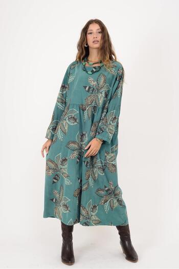 Park Moda 11049 ΦΟΡΕΜΑ ΜΕ ΣΧΕΔΙΟ ΦΥΛΛΩΝ ΛΟΒΑ ΜΕ ΚΟΡΔΟΝΙΑ ΚΑΤΑΠΛΗΚΤΙΚΟ ΒΕΛΟΥΔΟ