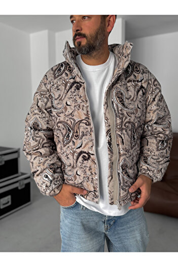 BYBASICMAN Beige Patterned Velvet Coat G-5776/1