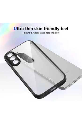 m.tk moveteck Samsung Galaxy S25 Fe Case Camera Protection Colored Edge Transparent Back Soft Hard Silicone Cover