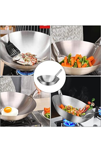 Smart Kitchen 45cm Stainless Steel Wok Frying Pan Non-Stick Pan for Induction Gas Hob with Stay-Cool Handles