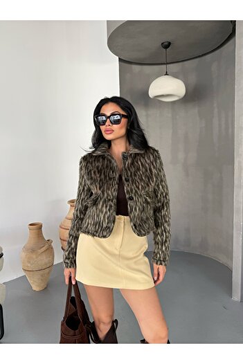 LB Laluna Butik Women's Leopard Fur Jacket
