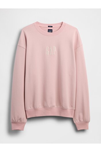 GAP Erkek Pembe Heavyweight Oversized Logo Bisiklet Yaka Sweatshirt