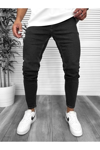 dehaine Men's Slim Fit jeans, blue, scratched pattern, 9501