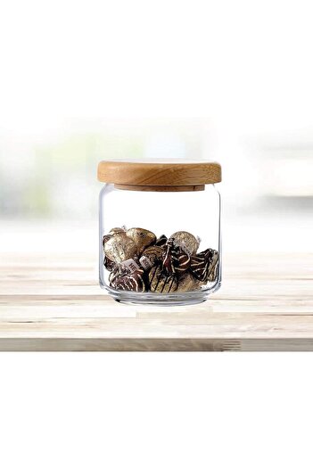 Hope Pop Jar with Wooden Lid, Set of 6, 500ml, Clear Airtight Food Storage Canister, Canning Jar
