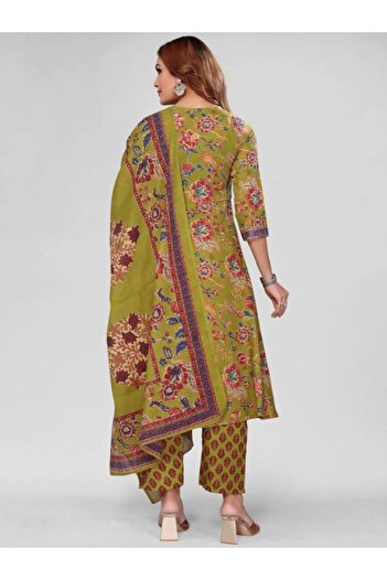 MYSMAR Yellow Rayon Top Bottom Dupatta - ALV2040 | Yellow