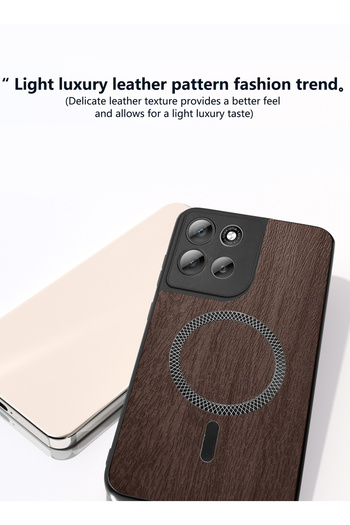 Wtech Motorola Moto G86 5G 2025 Wood Texture Strong Plus Shell Shockproof Magsafe Hard PC Rear Case Cover