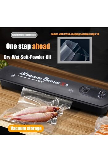 OEM Compact Vacuum Sealer, 60kPa, 10 Vacuum Bags, Black