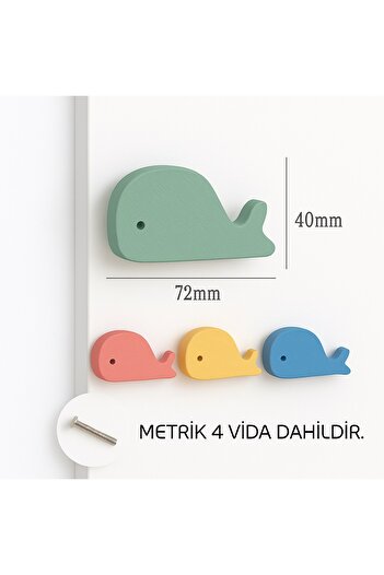 ka tasarım Baby and Children's Room Whale Motif Handle, Furniture Handle Is Sent as a Set of 2