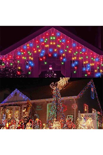 ChristmasWorld PACKAGE 2X Fringe Installation 12 Meters, 2 x 300 Multicolor LED Bulbs