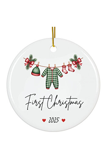 OEM White acrylic baby ornament gift First Christmas 2025 8cm