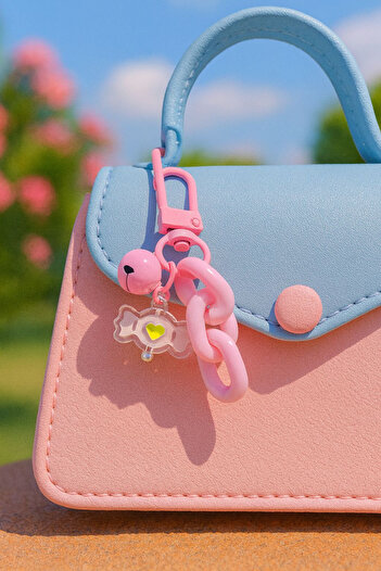 Jaida Moda Bowknot Model Pink Color Chain Detailed Bag Charm and Keychain – for Women and Children
