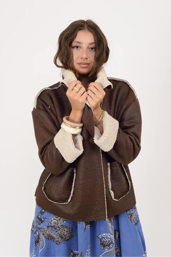 Park Moda 60944 JACQUETĂ NUBUC CU DETALII DE FELT