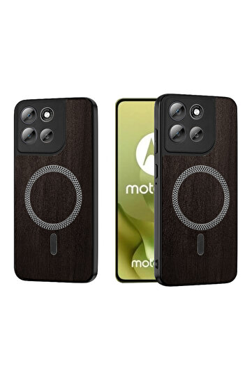 Wtech Motorola Moto G86 5G 2025 Wood Texture Strong Plus Shell Shockproof Magsafe Hard PC Rear Case Cover