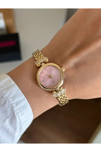 RoseandRoses Mahre Minimal Women's Wristwatch Gold (Pink Dial)