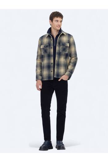 Kip Navy Blue Regular Fit Woven Overshirt