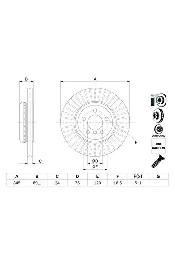 Bosch Brake Disc, rear left/right, BMW 6 Series, F13,