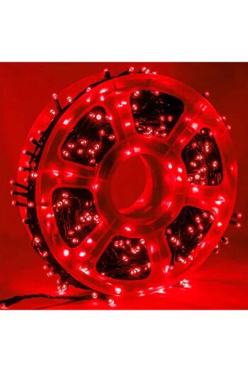 ChristmasWorld Instalatie Rola 100m, Lumini LED ROSU, Protectie Apa IP44