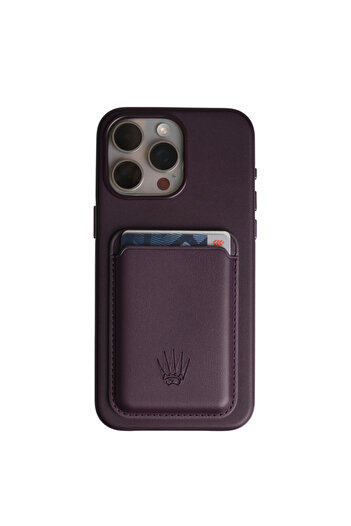 WATCHOFROYAL Xelium iPhone 15 Pro Max Purple Case Magsafe Enabled Leather Case+Card Holder
