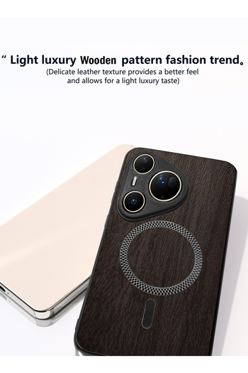 Wtech Huawei Pura 80 Ultra 5G 2025 Wood Texture Case Plus Shell Shockproof Magsafe Hard PC Rear Case Cover