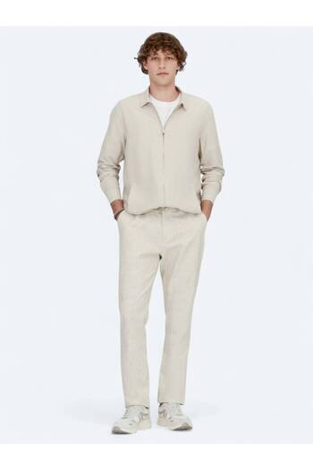 Kip Beige Regular Fit Woven Overshirt