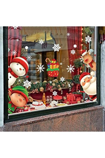 Generic EFACEMER 97PCS Christmas Snowflake Window Clings Stickers for Glass Windows Xmas Decals Christmas W