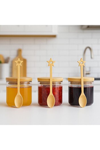 Noah Exclusive 3-Piece Set of Borosilicate Glass Breakfast Plates with Bamboo Lid and Bamboo Handle 90 X 60