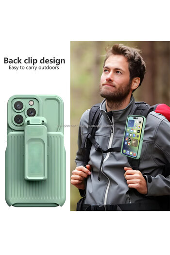 HYPERSOFT Outdoor Tank Case with Stand That Can Be Attached to the Belt, 360 Degrees Rotatable, Compatible with iPhone 13 (6.1 Inch)