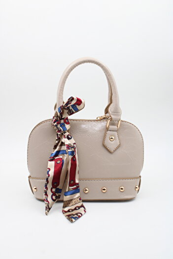 LASSO Women's Mini Scarf Detailed Shiny Patent Leather Hand and Shoulder Bag