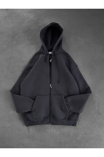 bergibo Oversize Zip-Up Cardigan with Hood - Shardon 3-Ply 100% Compact Combed Cotton Cardigan