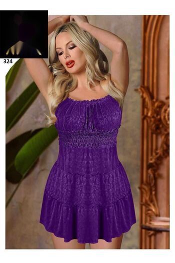 TREN Women's Shirred Lace Nightdress Strapless Bandeau Short Length Soft Stretch Elegant Loungewear