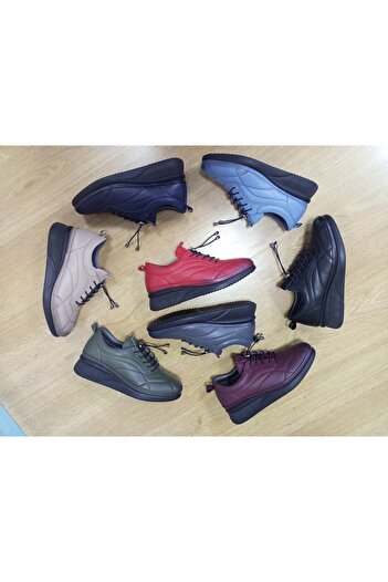 Crista Genuine Leather Navy Blue Orthopedic Comfort Sports Shoes