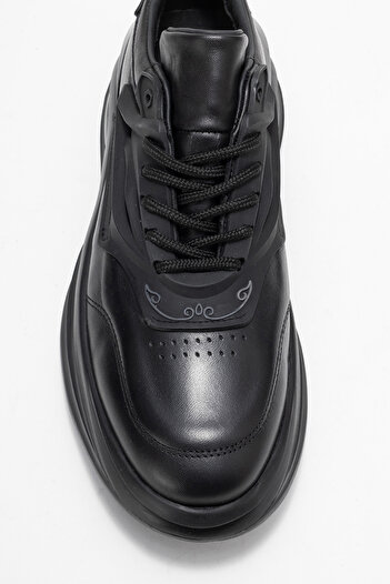 MARCOMEN Men's Thick Air Sole Sneaker Real Leather Mc 18509 Black