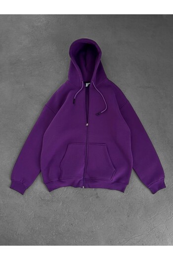bergibo Oversize Zip-Up Cardigan with Hood - Shardon 3-Ply 100% Compact Combed Cotton Cardigan