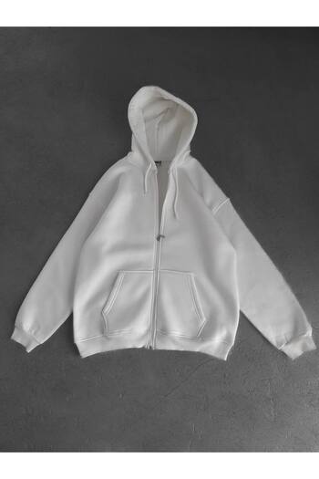bergibo Oversize Zip-Up Cardigan with Hood - Shardon 3-Ply 100% Compact Combed Cotton Cardigan