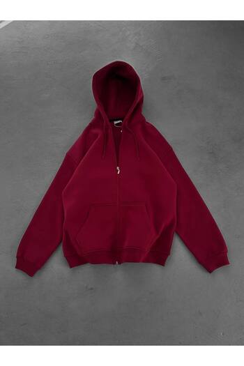 bergibo Oversize Zip-Up Cardigan with Hood - Shardon 3-Ply 100% Compact Combed Cotton Cardigan