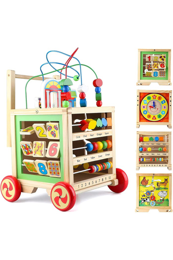 OEM Premium Wooden Toddler Walker, Montessori Cube with 6 in 1 Activities