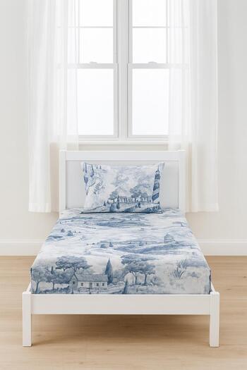 MEEMSEEN INDEPENDENT Coastal Serenity Blue Printed Single Bed Sheet Set
