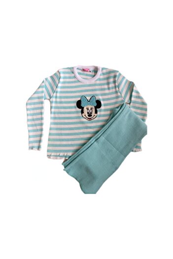 NİLZ Mickey Mouse Figure Girls' Stretchy Ribbed Bottom and Top Set
