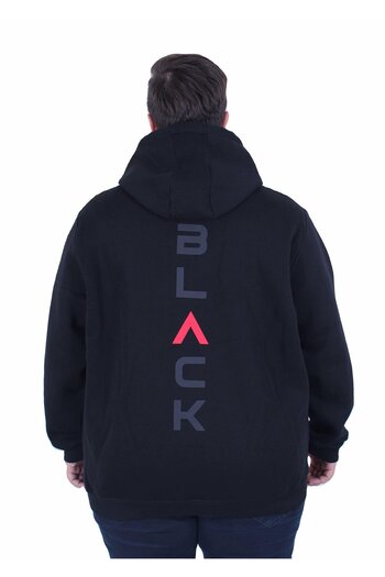 Starbattal Large Size Hooded Zippered 3Ip Sweat Black 25716 Black