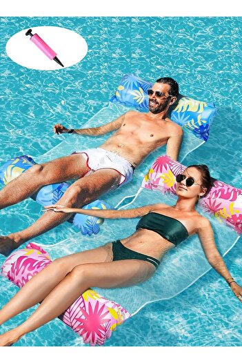 Generic Chillspace 2 Pack Pool Floats with Air Pumps, Inflatable Pool Floaty, 4-in-1 Swimming Inflatable Poo