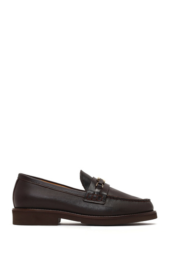 Derimod Women's Brown Buckle Leather Loafer 25Afd230118