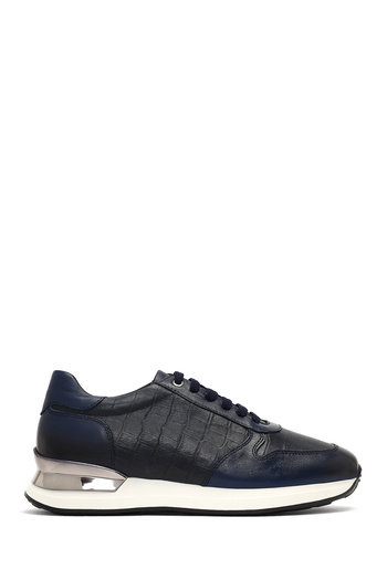 Derimod Men's Navy Blue Lace-Up Thick Soled Leather Sneaker 25Wfd622214