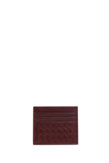 Derimod Men's Burgundy Braided Leather Card Holder 000A2D361329
