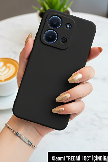 cepmoda Xiaomi'Redmi 15C' Phone Case |   Suede Inside Smooth Texture Lans Cover Mw1 |   Black