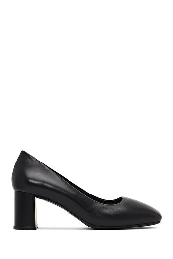 Derimod Flex Women's Black Thick Heeled Leather Shoes 25Afd380618