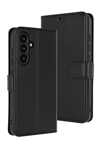 cepmoda Samsung S25 Fe Case with Cover |   Tp Pu Leather Full Protection Wallet Stand Card Holder Case - Black